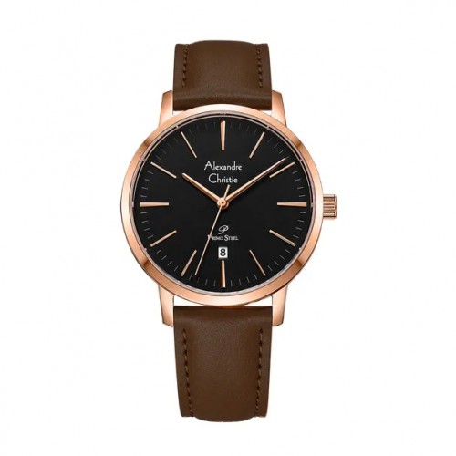 Alexandre Christie AC 1028 Rosegold Black Brown Leather Man MDLRGBABO